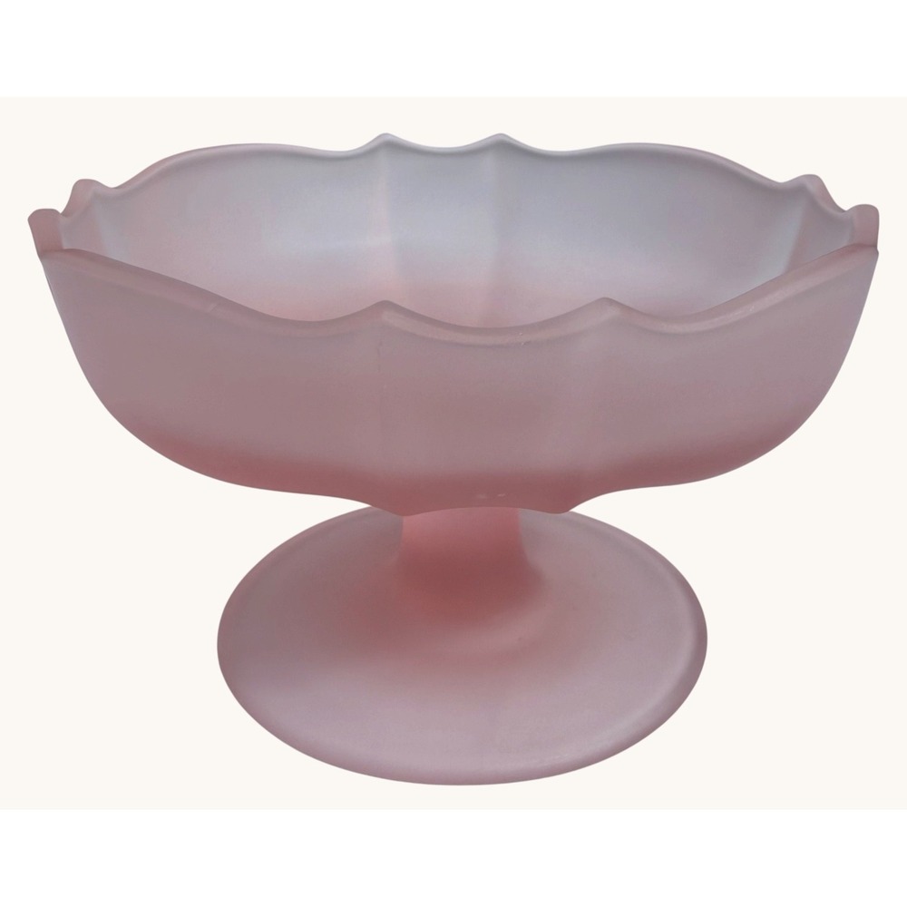 Vintage Westmoreland Pink Mist Satin Glass Doric Open Compote Candy Dish 4.75"